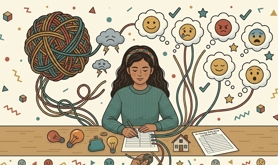 Interactive Daily Mood Log Part 1 CBT Therapy Tool
